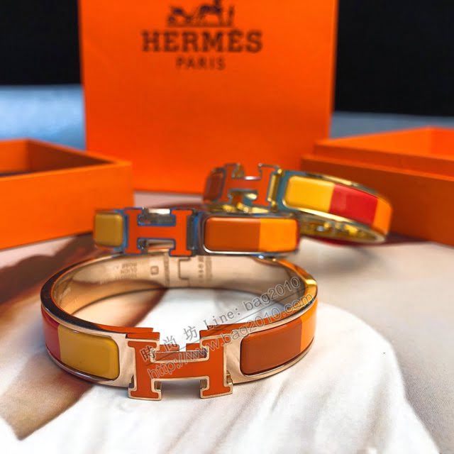 Hermes首飾品 愛馬仕對版CLIC琺瑯彩H手鐲 Hermes情侶款高版本手鐲手環  zgh1586